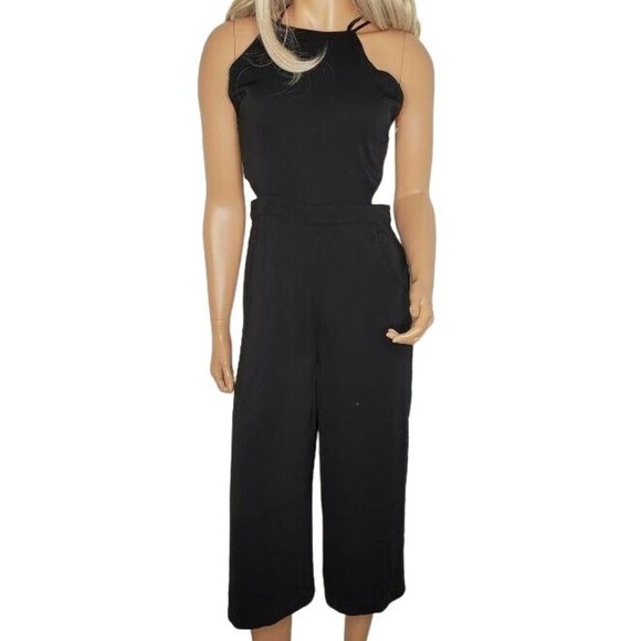 Naked Zebra Pants - Naked Zebra Jumpsuit Playsuit Black Chiffon Halter Slim Waist Womens Size S NWT